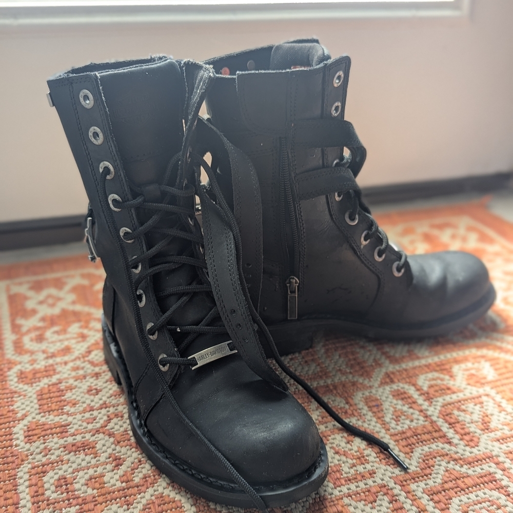 Harley-Davidson Black and Orange Label Boots